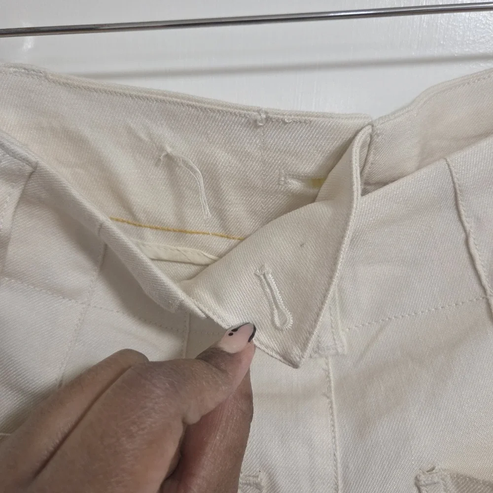 Maeve Anthropologie The Colette Cream Ivory Linen Blend Shorts Womens Size 26 - Picture 11 of 11